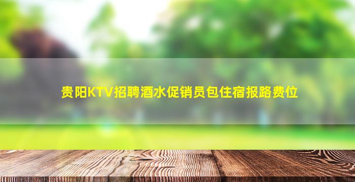 贵阳KTV招聘酒水促销员包住宿报路费位
